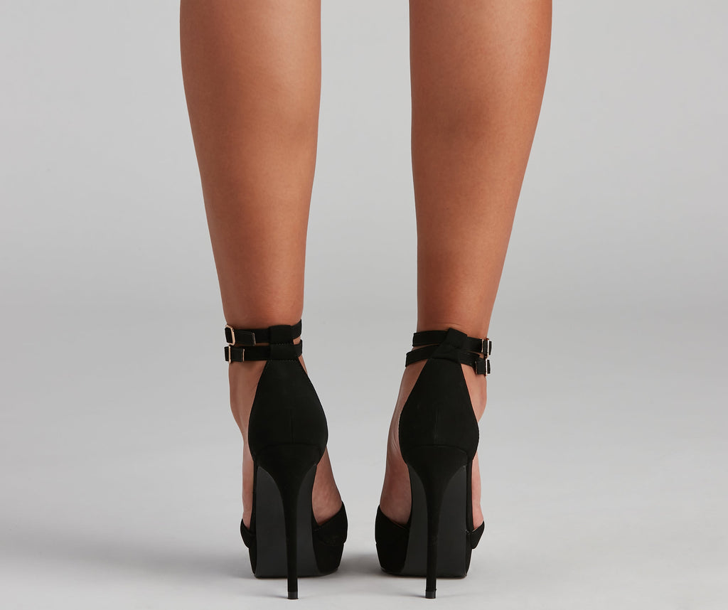 Dames Dubbele Enkelbandjes Platform Stiletto Hakken