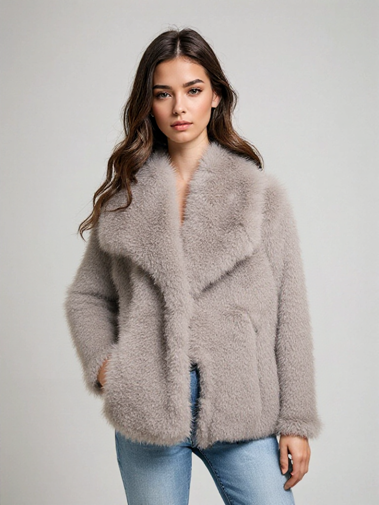 Luxe bontjas met kraag