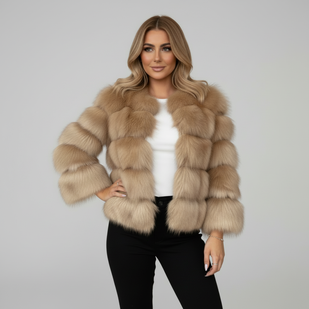 Luxe Faux Fur Jasje - Stijlvolle Vrouwen Cropped Design