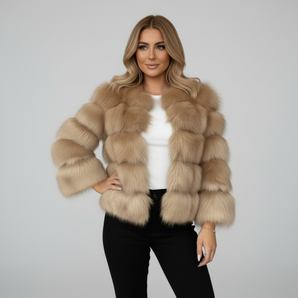 Luxe Faux Fur Jasje - Stijlvolle Vrouwen Cropped Design