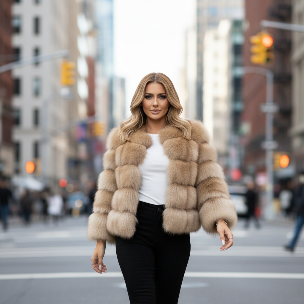 Luxe Faux Fur Jasje - Stijlvolle Vrouwen Cropped Design