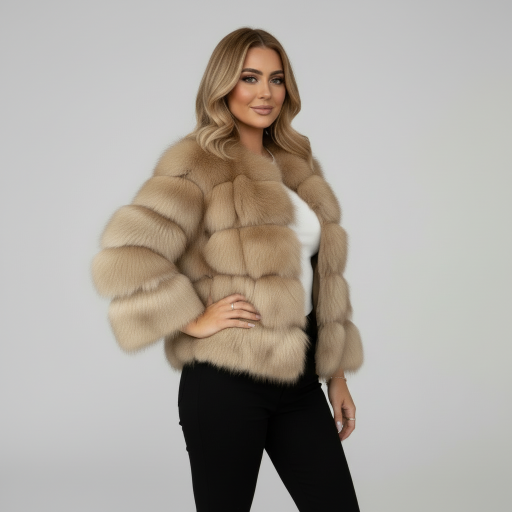 Luxe Faux Fur Jasje - Stijlvolle Vrouwen Cropped Design