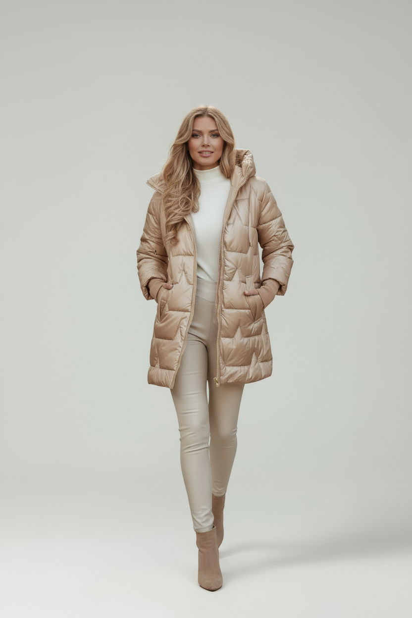 Glans Puffer - Moderne Vrouwen Gewatteerde Jas met Capuchon