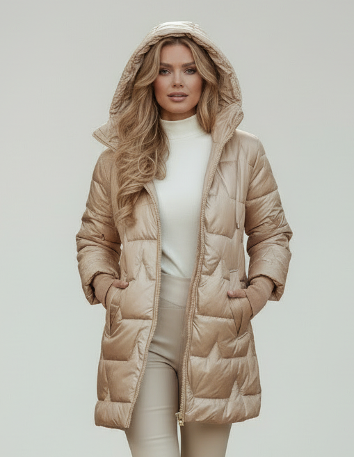 Glans Puffer - Moderne Vrouwen Gewatteerde Jas met Capuchon