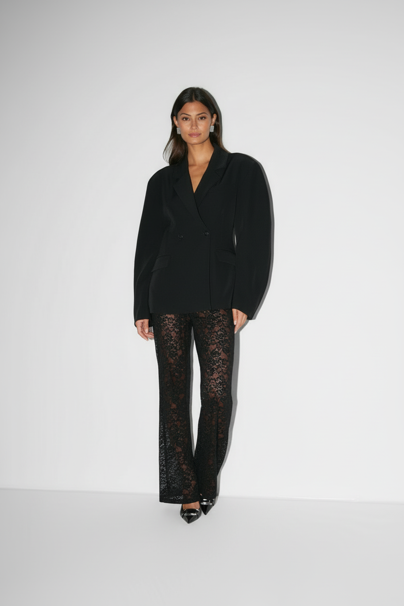 Dames Doorzichtige Bloemenkant Overlay Broek