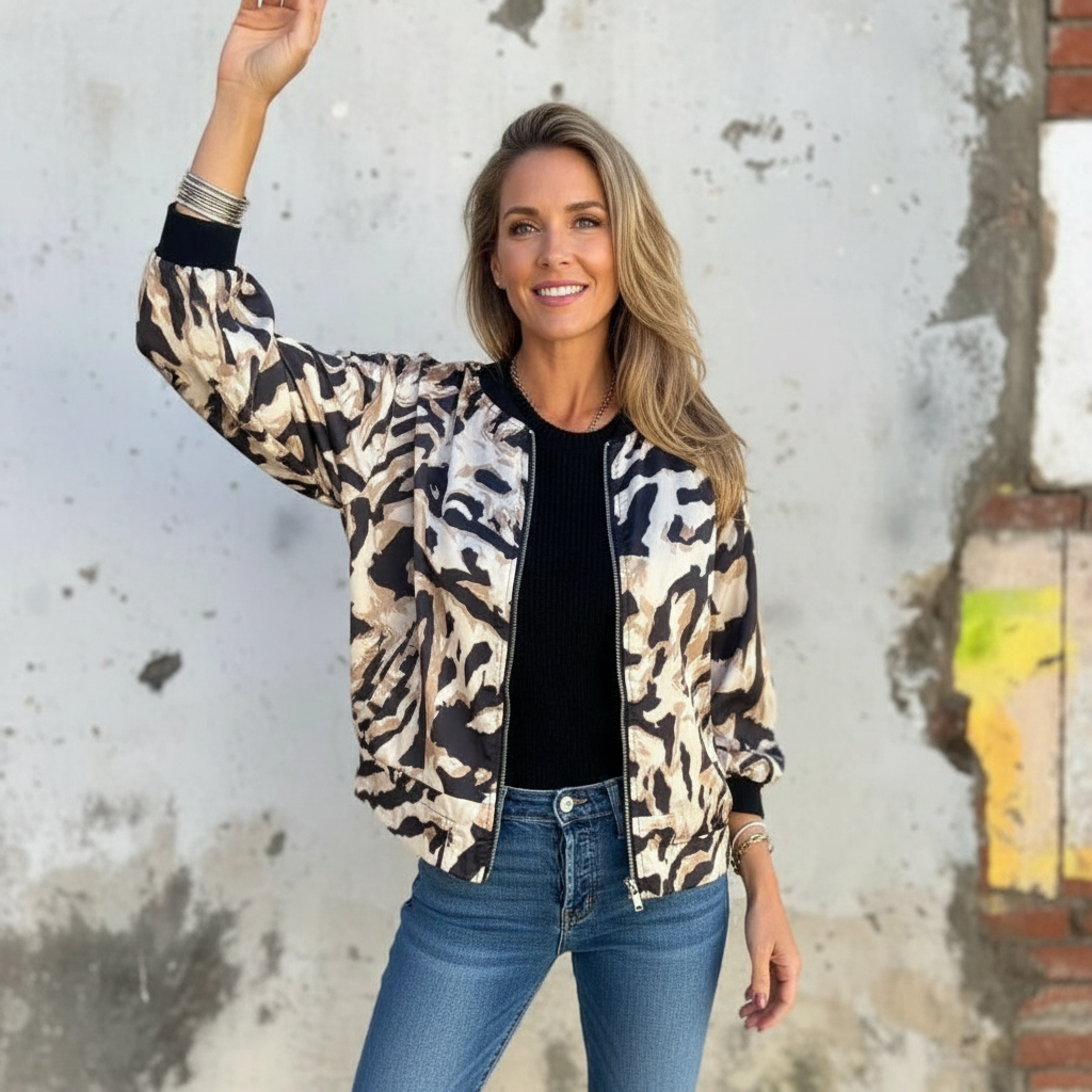 Dames Abstracte Dierenprint Bomberjack