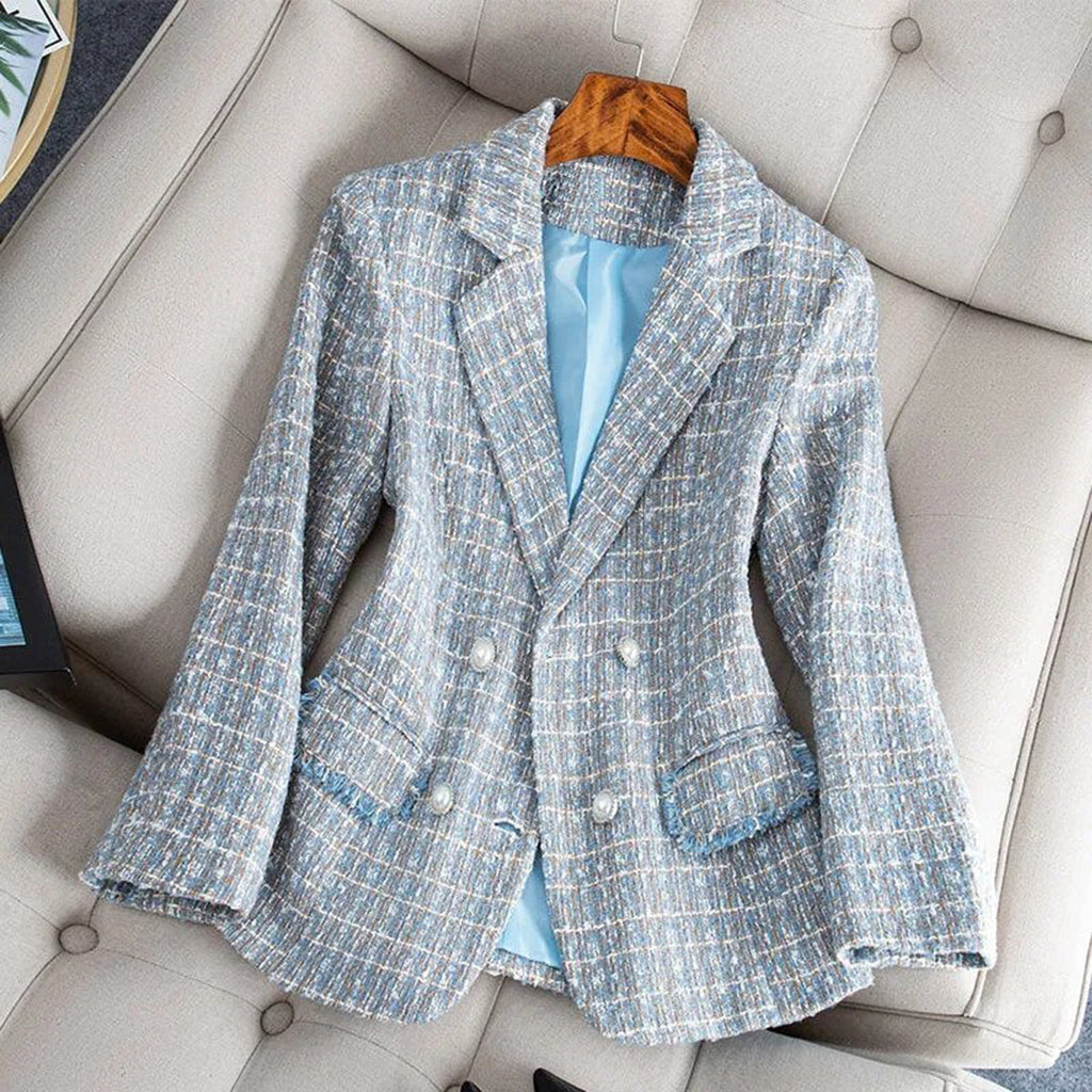 Geruite en getailleerde blazer