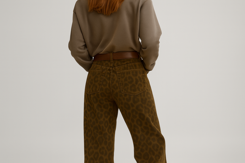 Leopard print slim fit jeans