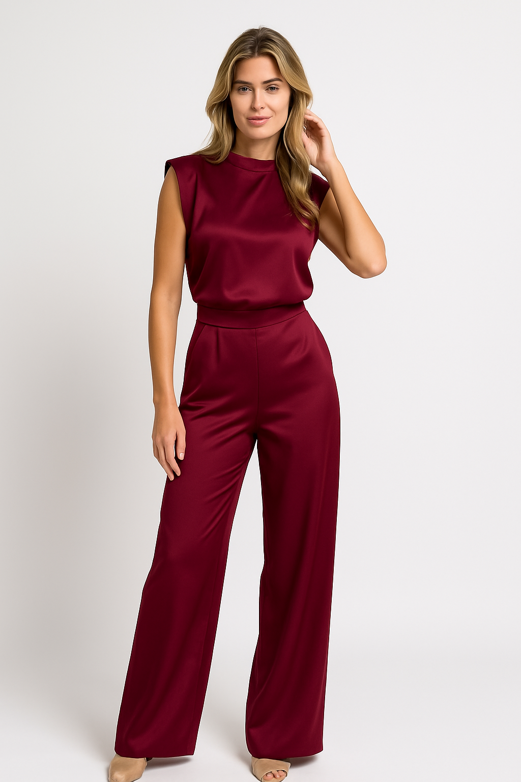 Jumpsuit Satijnlook met Open Rug