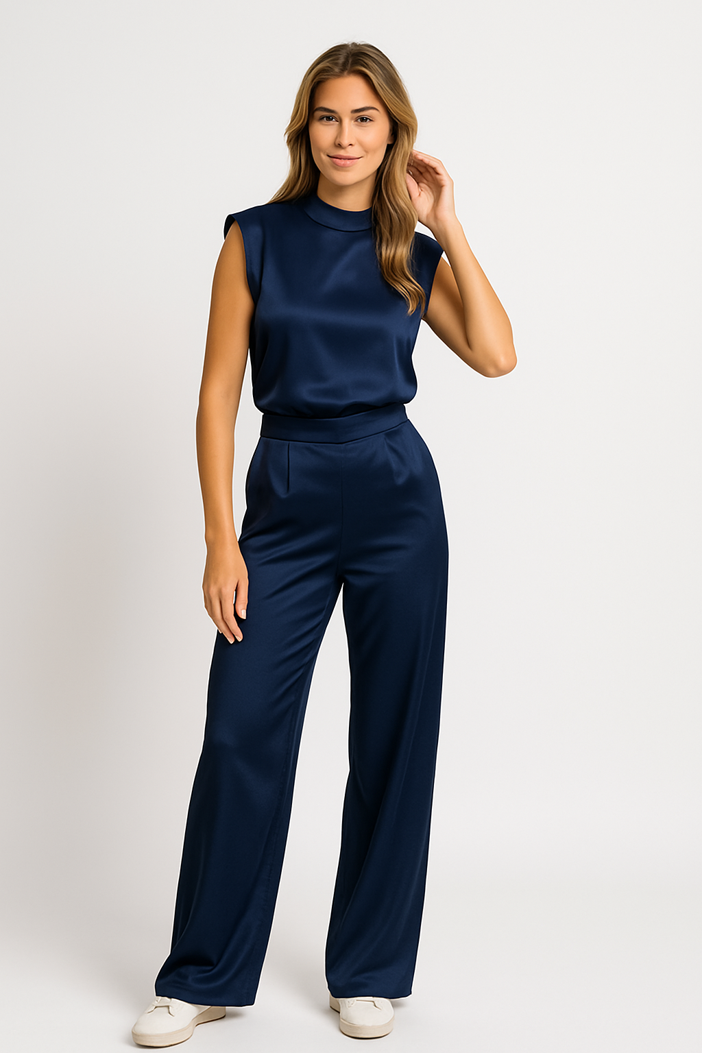 Jumpsuit Satijnlook met Open Rug