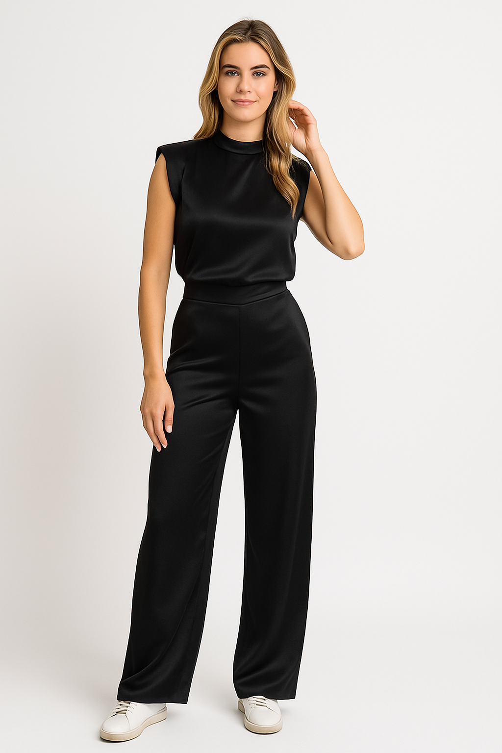 Jumpsuit Satijnlook met Open Rug