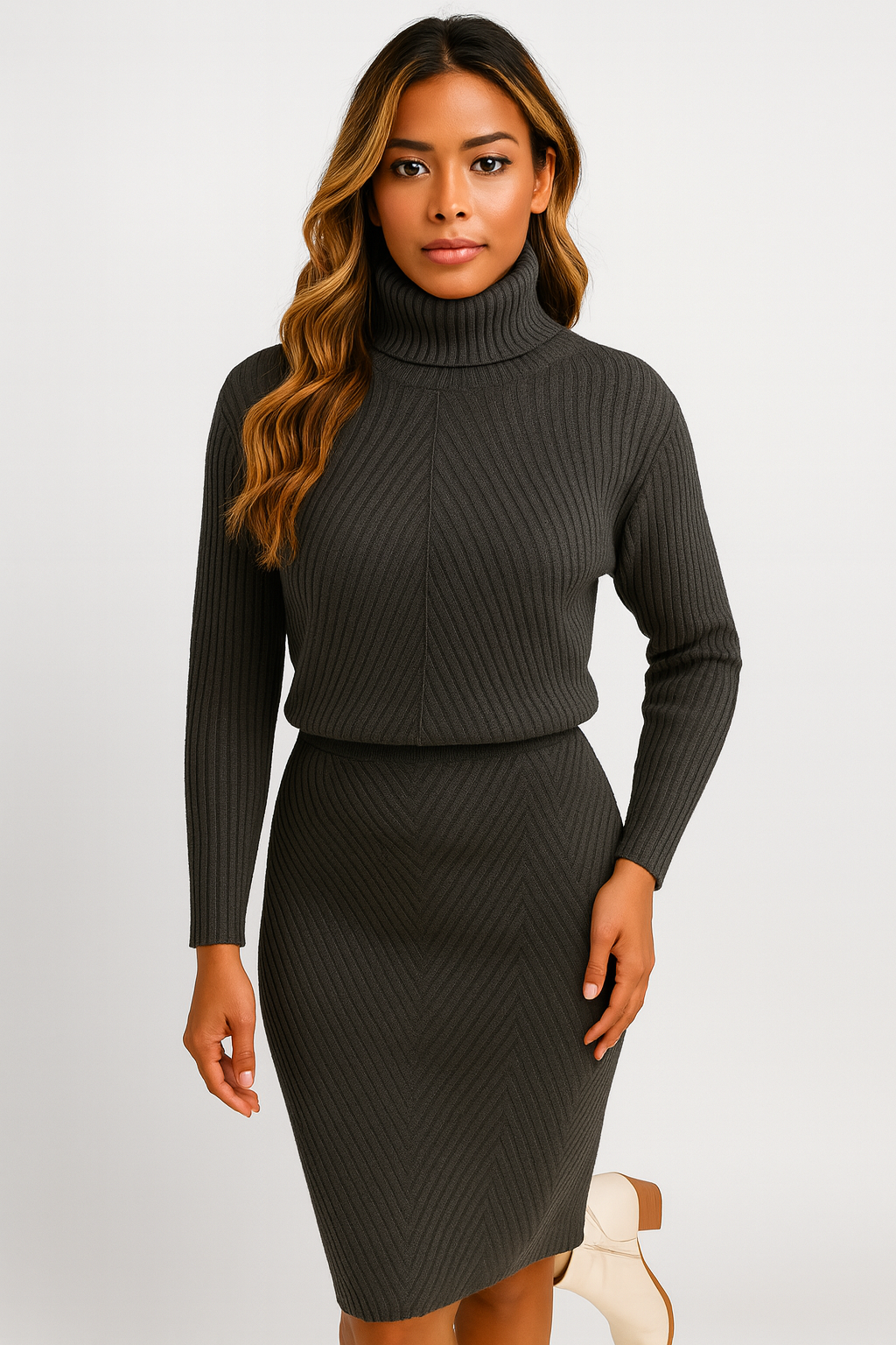 Warme midi winterjurk