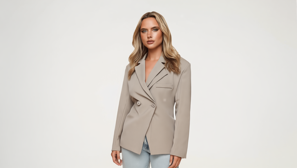 Taupe Classic Getailleerde Blazer