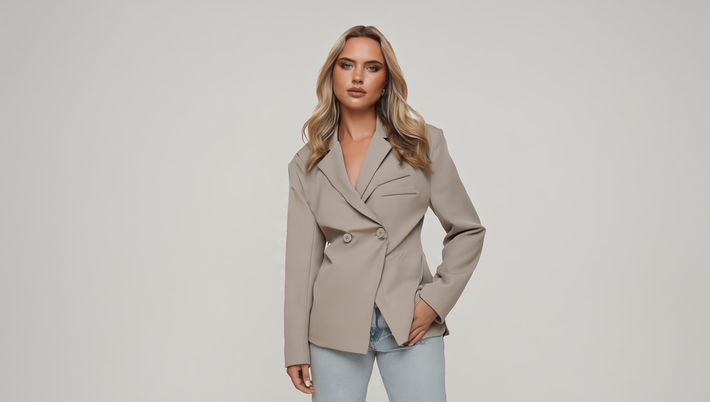 Taupe Classic Getailleerde Blazer