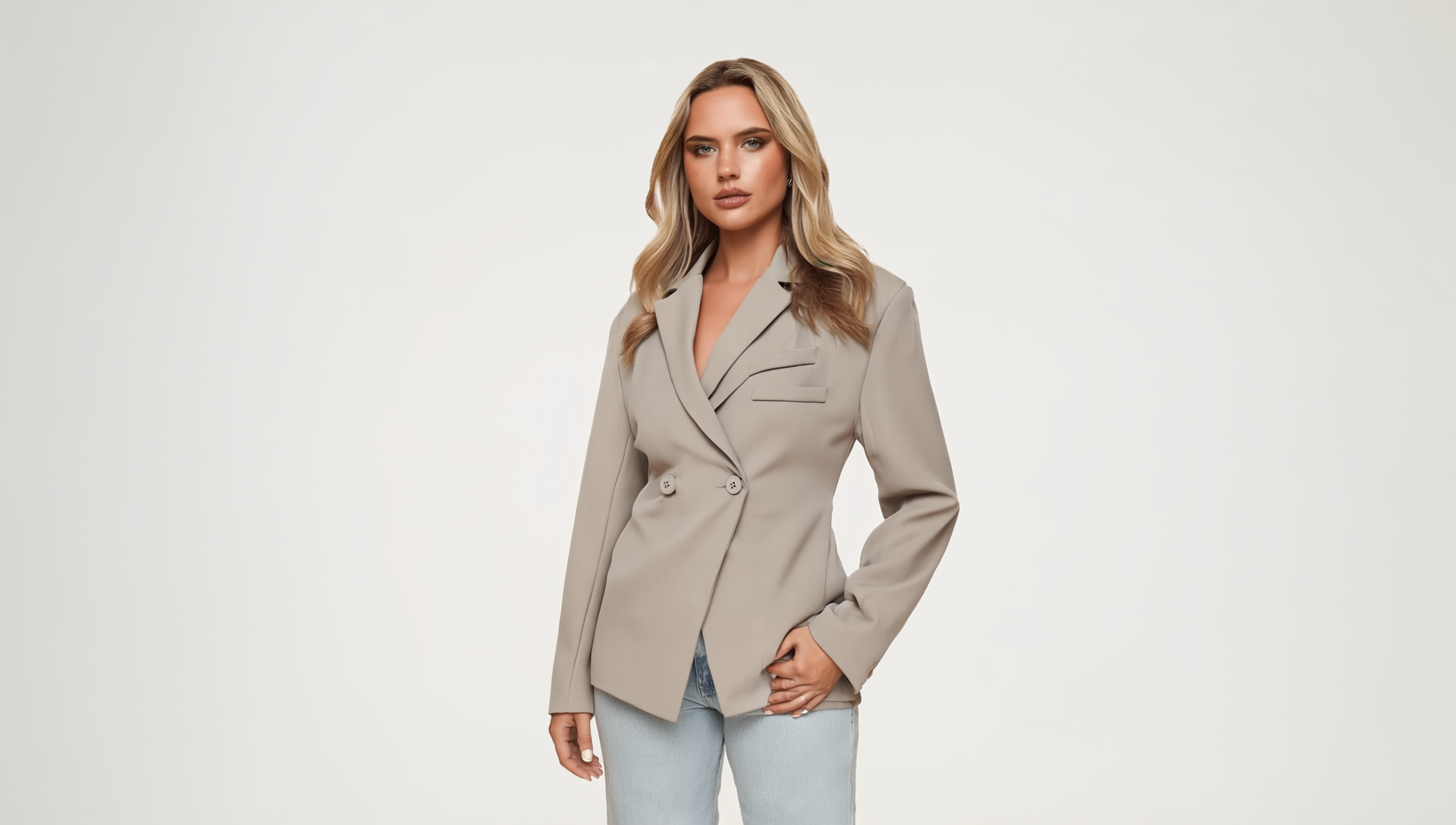 Taupe Classic Getailleerde Blazer