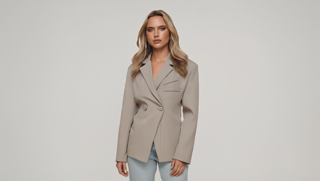 Taupe Classic Getailleerde Blazer