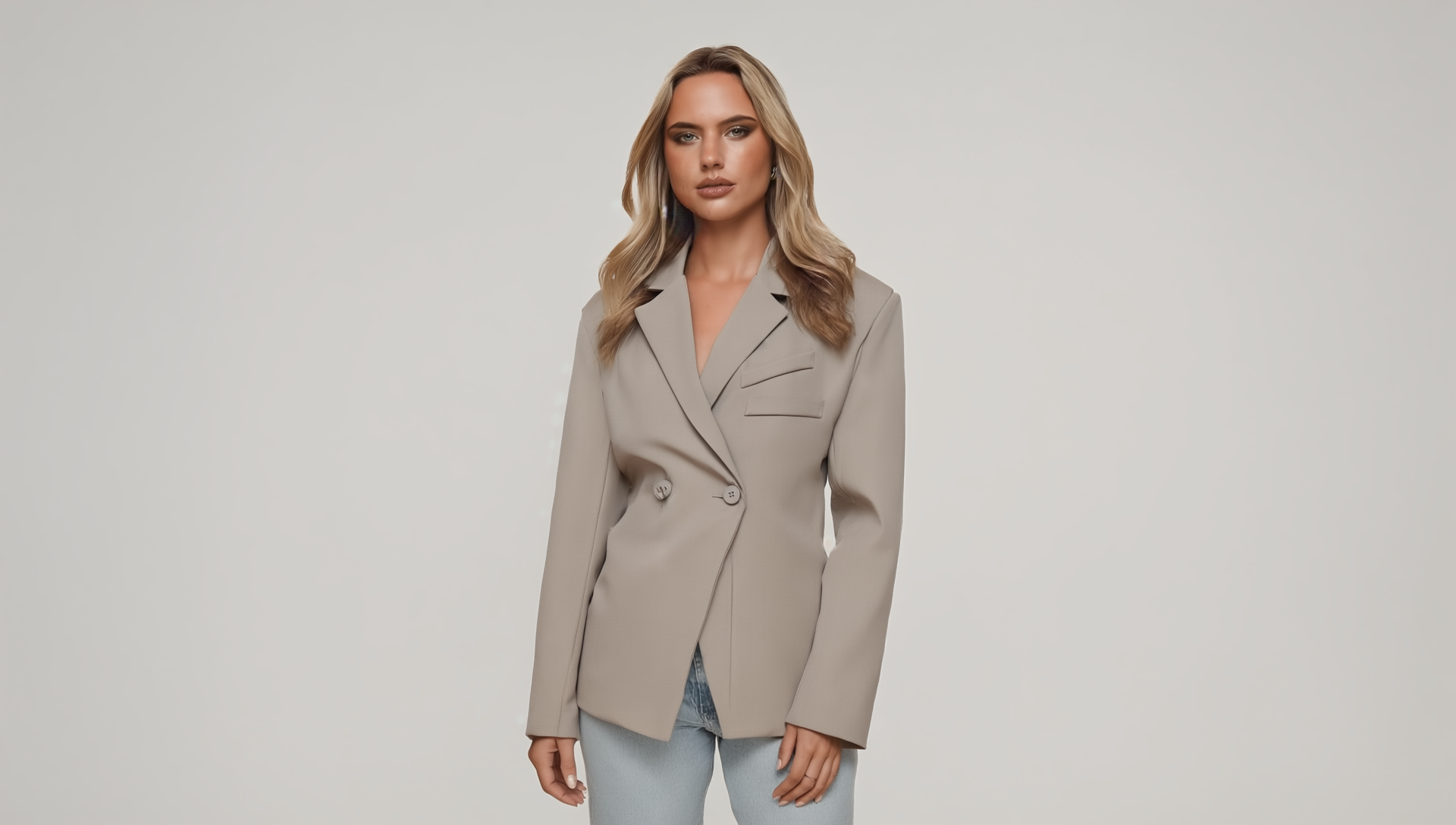 Taupe Classic Getailleerde Blazer