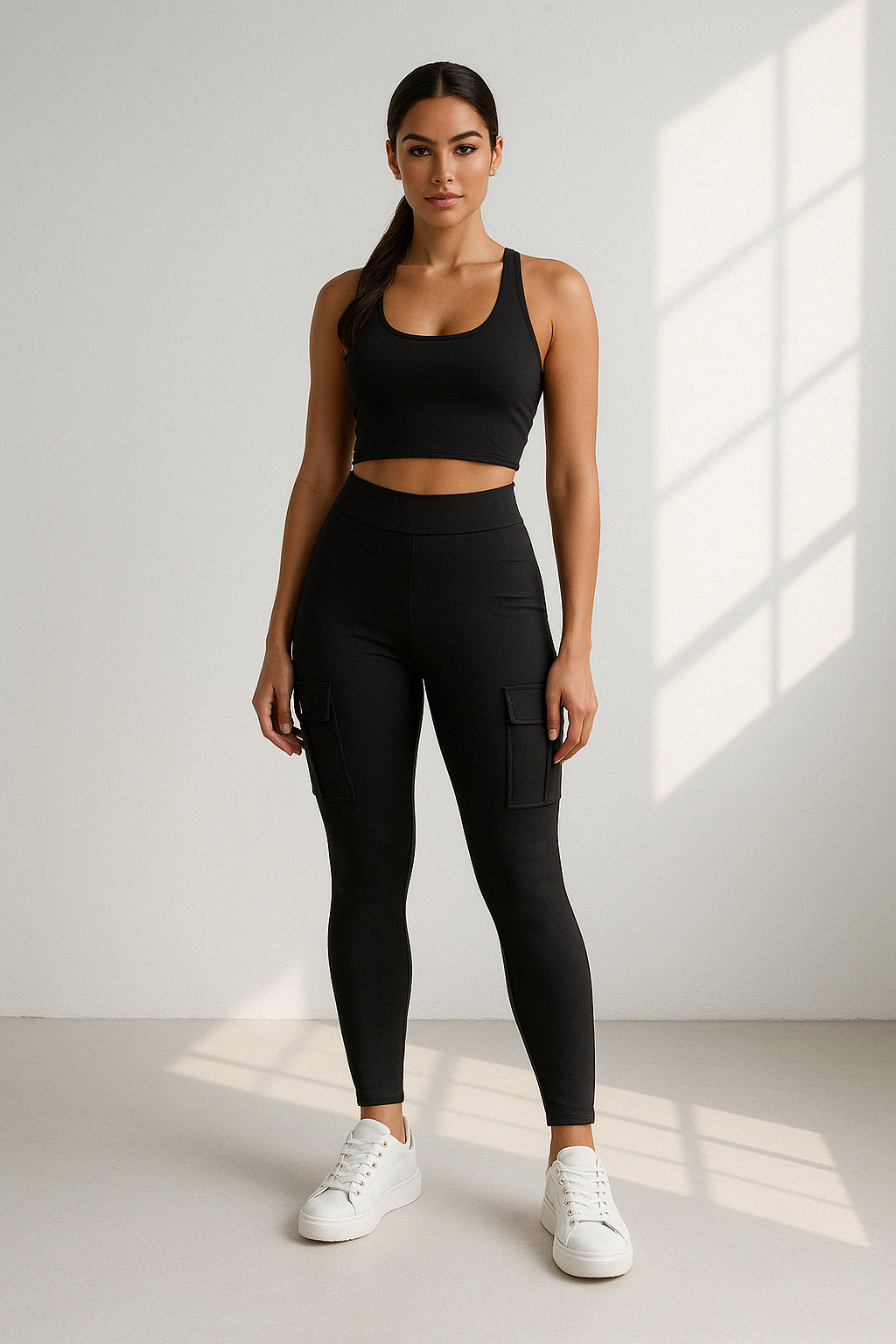 Casual slim fit cargo broek hoge taille