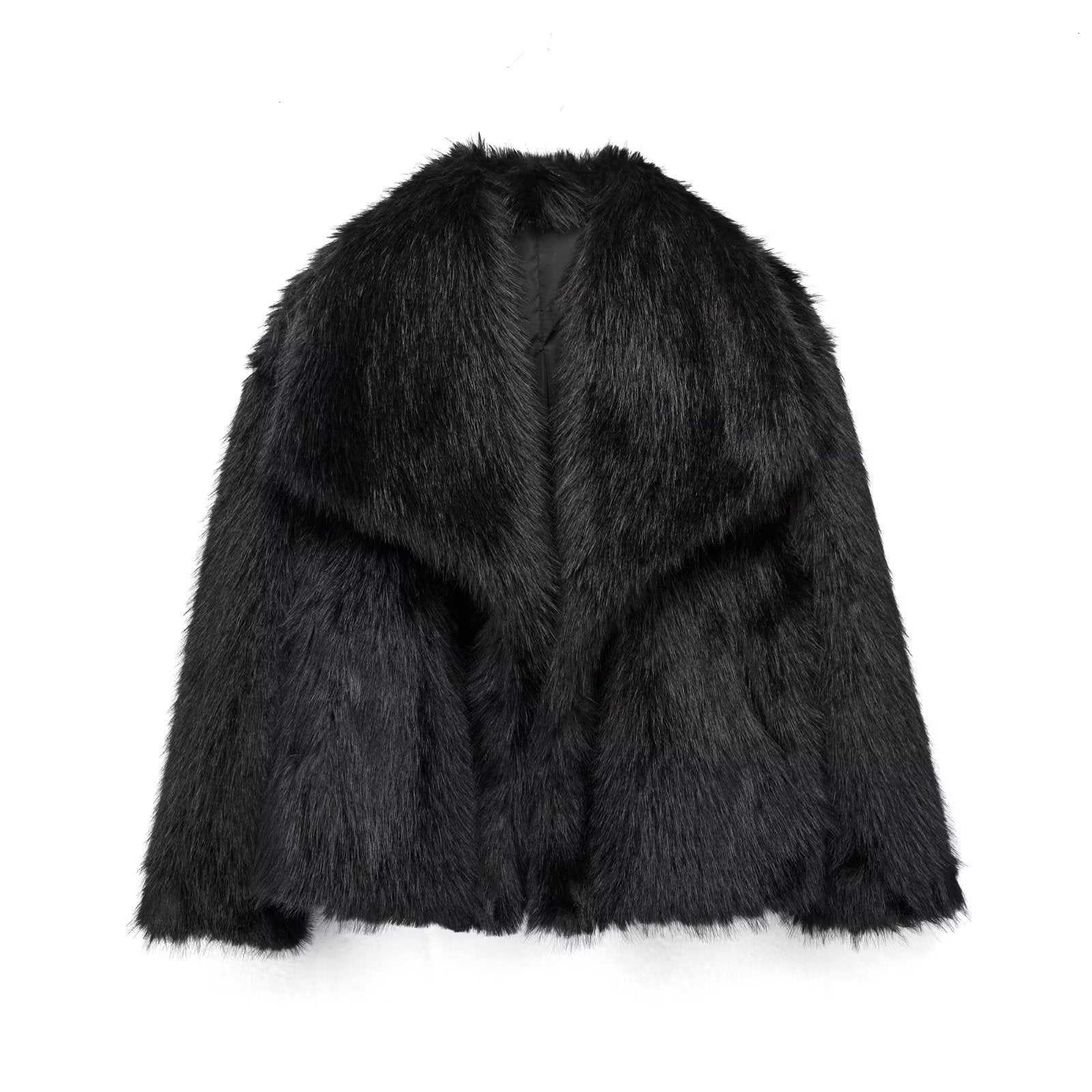 Aurora - Dames Luxe Faux Fur Cropped Jas met Volumineuze Kraag