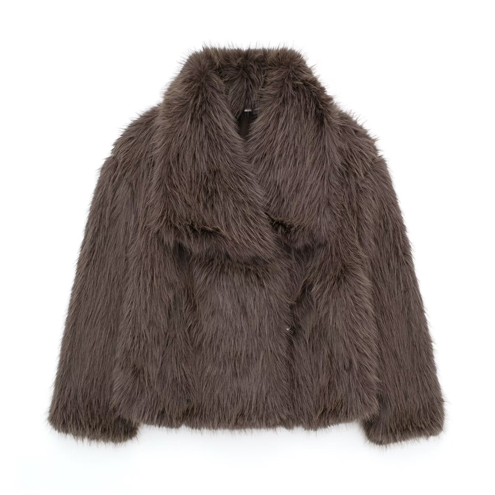 Aurora - Dames Luxe Faux Fur Cropped Jas met Volumineuze Kraag
