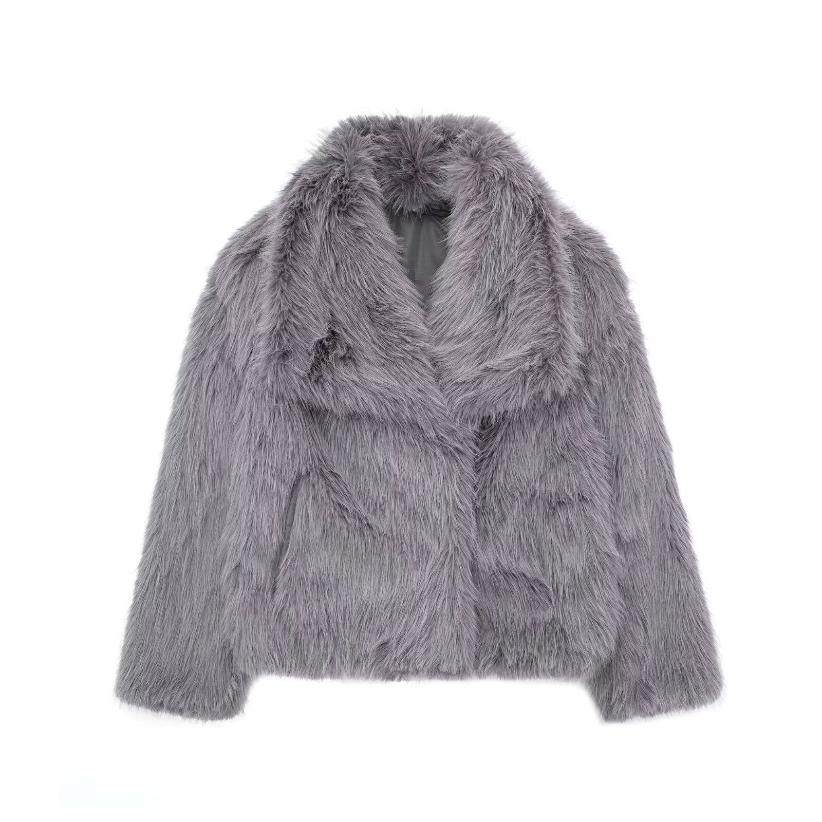 Aurora - Dames Luxe Faux Fur Cropped Jas met Volumineuze Kraag