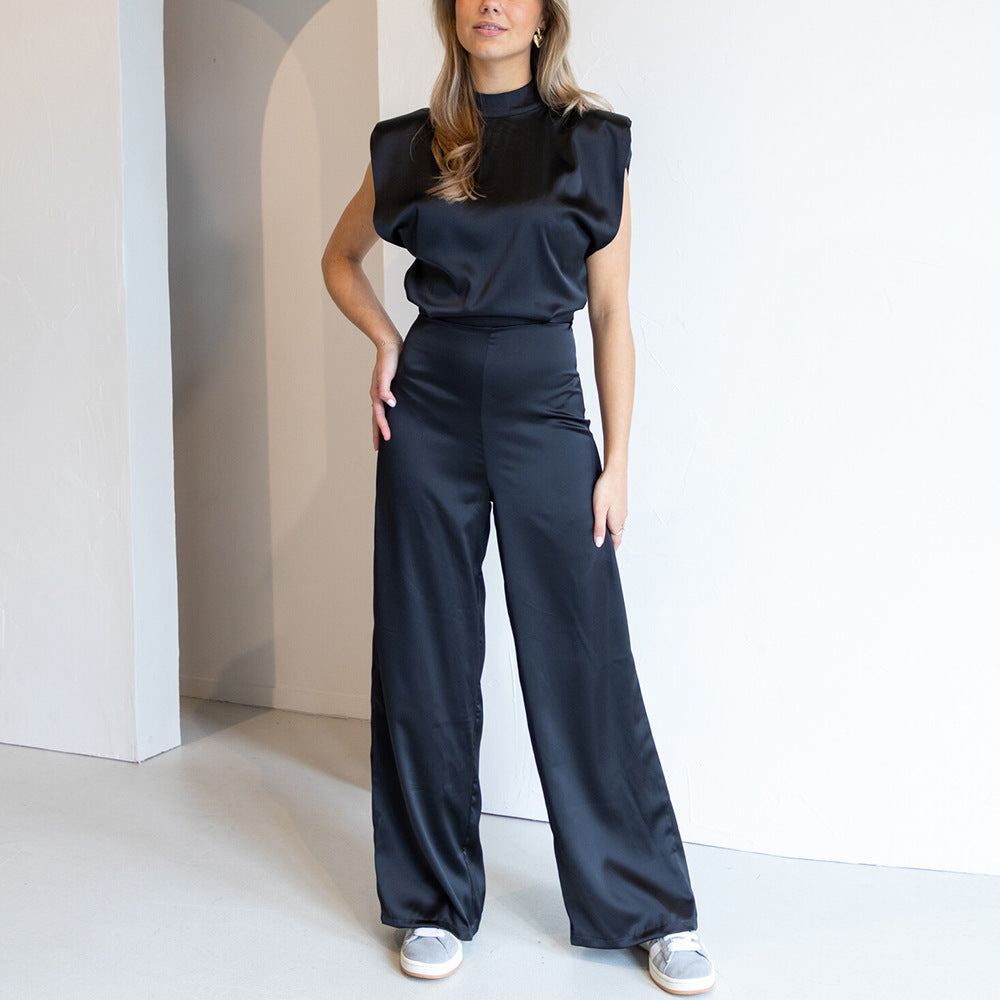 Jumpsuit Satijnlook met Open Rug