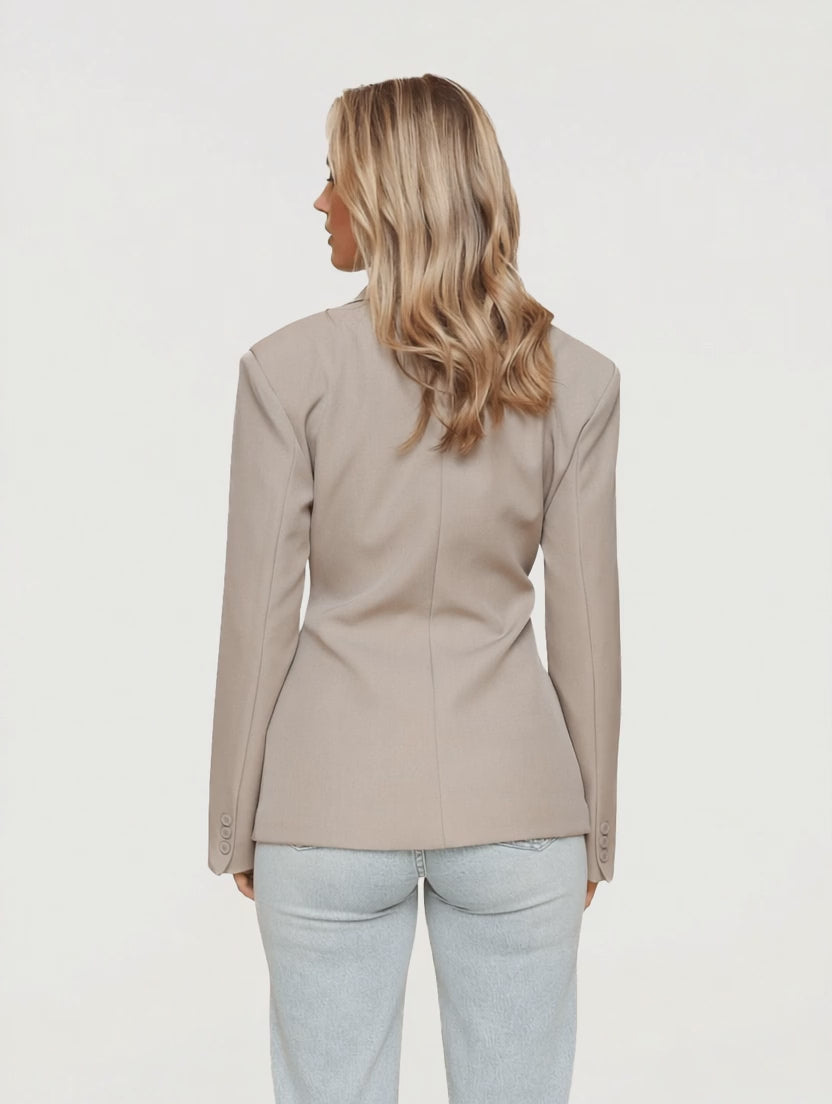 Taupe Classic Getailleerde Blazer