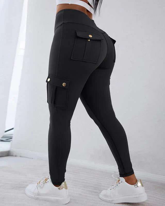 Casual slim fit cargo broek hoge taille
